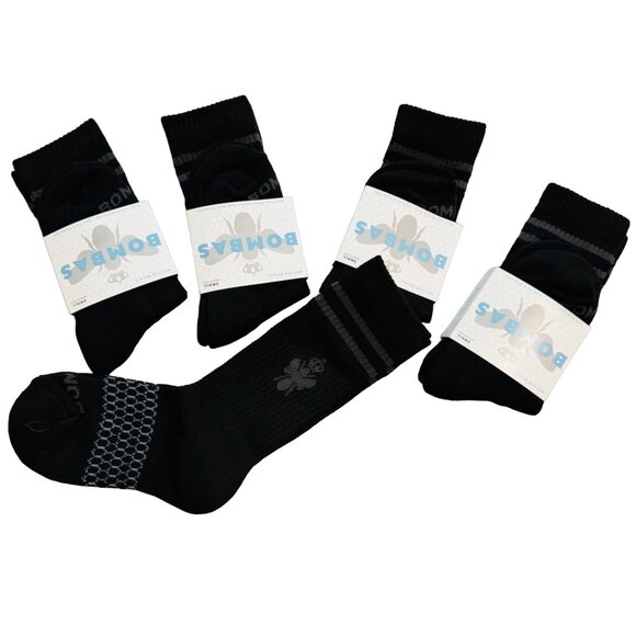 Bombas Crew socks size small black honeycomb arch support stay up new - Picture 1 of 9
